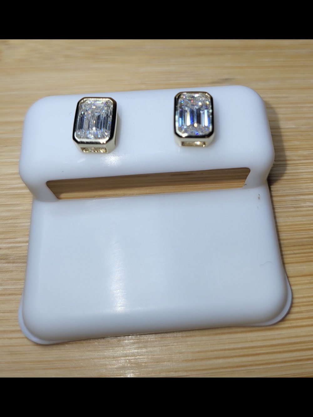 Stunning 2CTW Moissanite Emerald Cut Studs 14k Plated Over 925 Sterling Silver